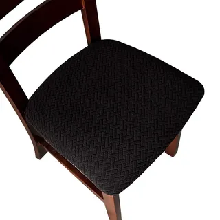 Genina Sitzbezüge für Esszimmerstühle, Sitzbezüge, Küchenstuhlbezüge (schwarz, 4 Stück)