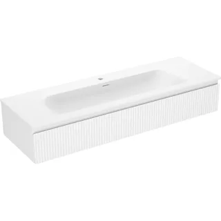 Mexen Rivel Badezimmerschrank 140 cm mit Waschbecken Vela, 1 Schublade, geriffelt, weiß matt - 91A20-14023-1-BF01-W23M01 - Weiß