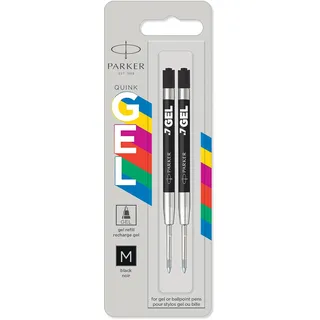Parker Jotter Originals Nachfüllminen mit Geltinte | schwarze Geltinte Nachfüllungen | mittlere Schreibspitze mit (0,7 mm) | 2 Stück