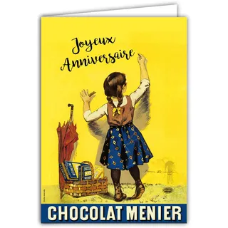 IETSCPXL-10330 Maxi-Geburtstagskarte, XL, 22 x 31 cm, Schokoladen-Manier, offizielles Lizenzprodukt, kleines Mädchen, das schreibt, Reklamation, Pub, Retro, Vintage, Kollektion – innen weiß, 44 x 31