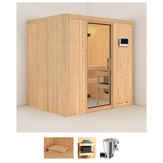 Bild Sauna »Finja«, (Set), 3,6-kW-Bio-Plug & Play Ofen mit externer Steuerung beige