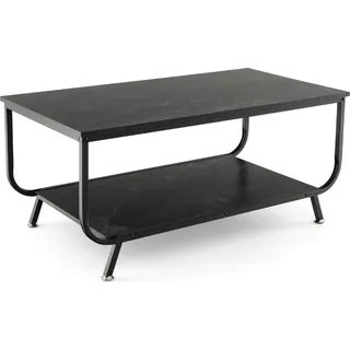 Marmor Couchtisch Rechteckiger Couchtisch mit 2 Ebenen 105 x 55 x 46,5 cm Schwarz - Schwarz