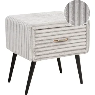 BELIANI Nachttisch Hellgrau Cord 38x46x49 cm mit Metallgestell Schwarz 1 Schublade Rechteckig Aufbewahrung Modern Glamourös Möbel für Schlafzimmer - Grau, Schwarz