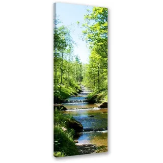 Feeby Leinwandbild Landschaft Bild Kunstdruck Fluss Grün 50x150 cm