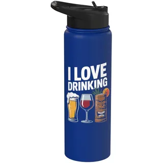 Ich liebe es, Bier, Wein, Cocktail, Spaß zu trinken Stainless Steel Insulated Water Bottle
