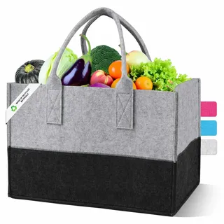 Aonext Einkaufskorb Filz 30L XXL – Stabiler Einkaufskorb Faltbar aus 4mm Filz, Robuster Tragekorb mit Tasche, Großer Filzkorb für Einkaufen, Auto & Haushalt