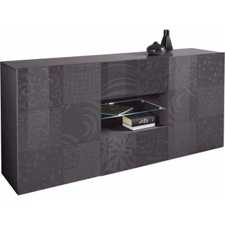 INOSIGN Sideboard INOSIGN "Miro", grau (anthrazit hochglanz lack mit siebdruck), Sideboards, Sideboard, Breite 181 cm mit dekorativem Siebdruck