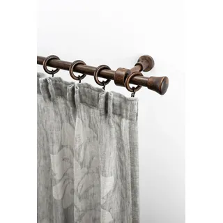 GARESA Gardinenstange »Sandri Vollrund, Endknopf Reno« 1 läufig-läufig Wunschmaßlänge Vorhanggarnitur aus Holz, verlängerbar, mit Ringe, braun