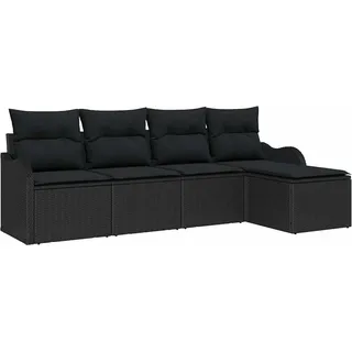 vidaXL Gartensofa-set 5 stk. Schwarz Poly-Rattan - Schwarz