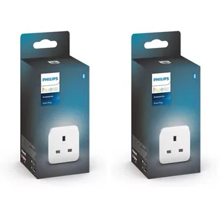 Philips Hue Smart Plug für Smart Home Automation Funktioniert mit Alexa, Google Assistant und Apple Homekit, Weiß, 1 Stück (1 Stück) (Packung mit 2)