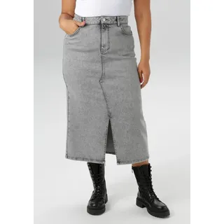 aniston plus Aniston PLUS, Jeansrock mit Schlitz vorne, grau