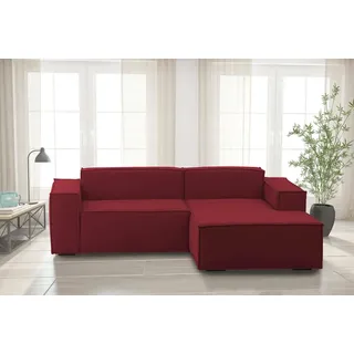 Talamo Italia - Sofa mit Halbinsel Patrizia, modulares 2-Sitzer-Sofa mit rechter Halbinsel, Stoffsofa, 100 % Made in Italy, 220 x 170 x 70 cm, Rot