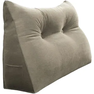 Vercart Keilkissen für Bett Samt Beige 80 cm , Textil , Füllung: Hohlfaser , Dreieckig , 50x80 cm , Hergestellt in Europa , Heimtextilien, Wohntextilien, Kissen, Rückenkissen