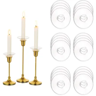 Glasseam Glas Tropfenfänger für Kerzen Kerzenhalter: 24er Klar Kerze Tropfschutz für Stabkerzenhalter Rund Kerzenständer Stabkerzen Kerzentropfschutz fur Kerze für Hochzeit Tisch