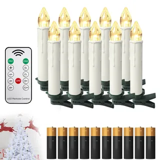 HENGMEI LED kerzen, 10pcs Batterie enthalten Flameless kerzen mit timerfunktion, flackernde Weihnachtskerzen mit Fernbedienung für Hochzeit, Weihnachtsdeko, Geburtstag Party, warm weiß