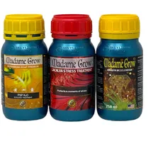 Madame Grow - Kit Iris - Natürliche Düngemittel - Fördert das Wachstum und schützt Ihre Pflanze - Growth Accelerator, Lacalva Stress und Kaliumseife - je 3 x 250 ml