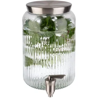 APS-Germany APS Getränkespender, 3,8 Liter, Glasbehälter, Edelstahl Zapfhahn, Ø 16 cm, Höhe 25 cm