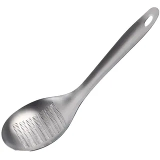 Ingwerreibe, Edelstahl Knoblauchreibe, Handreibe Löffelförmige Mühle, Muskatreibe, Zitronenreibe, Multifunktionale Küchenreibe mit Aufhängeloch, Reibe Edelstahl Löffel, 21,8 x 7,1 cm
