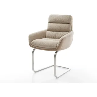 Freischwinger Abelia-Flex mit Armlehnen Materialmix Schlamm Freischwinger flach Edelstahl