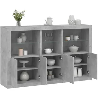 vidaXL Sideboard mit LED-Leuchten Betongrau 162x37x100 cm - Grau