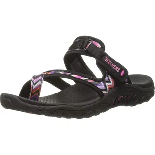 Skechers Women's Reggae Trailway Flip Flop, Black/White, 11 M US