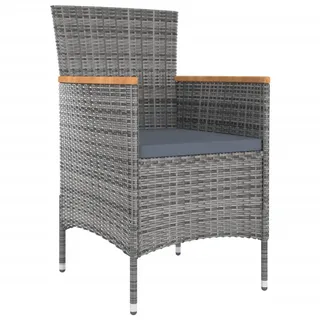 vidaXL Garten-Essstühle 4 Stk. Poly Rattan Grau - Grau