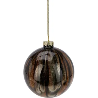 Christbaumkugel 10 cm aus Glas braun mit Marmoreffekt und Glitter 1 Stk. - Braun