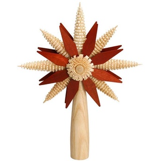 Christbaumspitze mit Ringelbäumchen Rot / Natur Ø 15 cm, Höhe: 20 cm NEU Holz