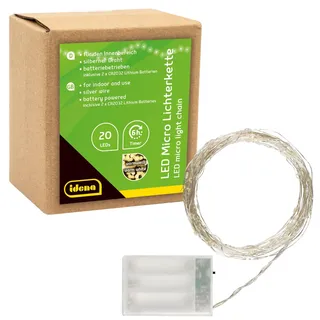 IDENA Lichterkette 20 LED Micro Lichterkette warmweiß,6h-Timer (0.09 m