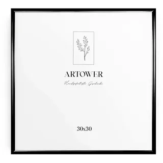 Artower® Bilderrahmen Schwarz Metall Dünner Rahmen für 30 x 30 cm | Posterrahmen Groß Collage | Picture Frame Metal 30x30 cm | Aluminium Schmal Bilderrahmen | Black Poster Rahmen