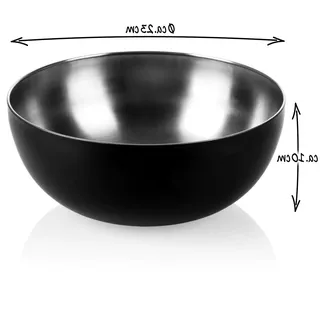 Rührschüssel aus Edelstahl - 3 Liter - Salatschüssel - große Servierschale - beschichtete Metallschüssel - Obstschale für Küche, Esszimmer und Buffet (1 Stück - Ø 24cm schwarz)