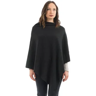 Dalle Piane Cashmere - Poncho aus Kaschmir-Gemisch - Made in Italy - Damen, Farbe: Anthrazit, Einheitsgröße