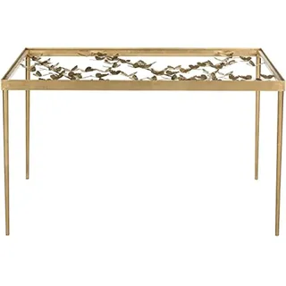 SAFAVIEH Glam Iron Leaf Desks, in Gold and Clear, 60 X 120 X 75