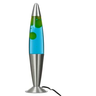 Lavalampe Tischleuchte 45 cm G9 Blau Gelb Silber Retro Jenny