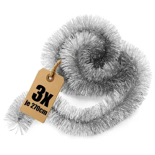 com-four® 810 cm Girlande Weihnachten - 3X 270 cm Tannengirlanden für eine perfekte Weihnachtsdekoration - Weihnachtsdeko für Christbaum