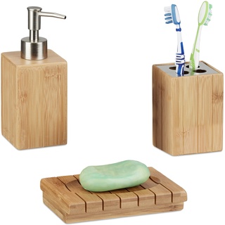 Relaxdays Badaccessoires-Set braun