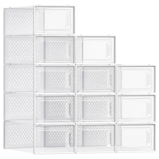 Songmics Aufbewahrungsbox 12er Set transparent/weiß