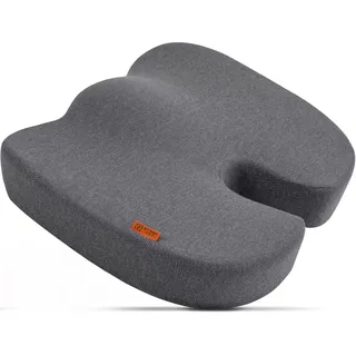 Ergonomisches Sitzkissen Bürostuhl – Sitzring Steißbein Entlastung – Von Experten Entwickelt – Steißbeinkissen für Rücken & Gesäß – Ergonomisch Gerundet – Rutschfest – Waschbar – 45x32x10 cm – Grau