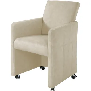 exxpo - sofa fashion Esszimmersessel EXXPO - SOFA FASHION, beige (sand), B:63cm H:90cm T:72cm, Sessel, Esszimmersessel, Loungesessel auf Rollen, schmale Armlehnen, bequem