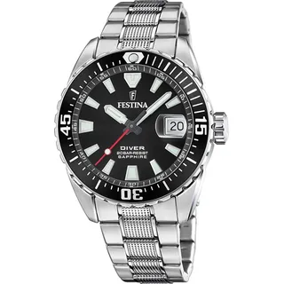 Festina The Originals Diver Herrenuhr - Silber/Schwarz