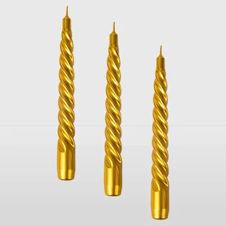 La Briantina Deko-Kerzen-Set CAN03572A in Gold, 3 Stück