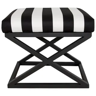 Atelier Del Sofa Stilvoller Pouf mit Metallgestell, 50 cm x 42 cm x 40 cm | 100% Polyester, Babyface, Grau mit schwarzen und weißen Akzenten | Ideal für Moderne Wohnräume