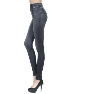 Damen Gefüttert Jeggings Jeansoptik Leggings Übergroße Treggings Elastic Jeans Fleece Strumphose High Waist Skinny Hosen Dear-XiaoBao