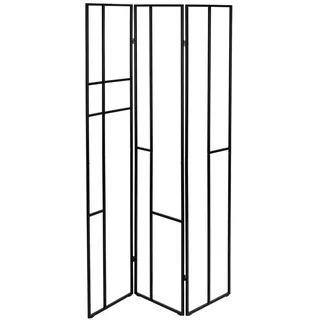 WENKO Paravent Mod. Shakti, Raumteiler aus pulverbeschichtetem Metall in Schwarz zur Aufbewahrung und Lüften von Kleidung, Ablagegitter, 120 x 170 x 1,3 cm