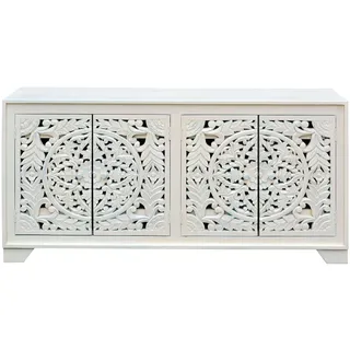 Home affaire Sideboard »Kenmare« Kommode aus Mangoholz, dekorative Schnitzereien, Breite 170 cm, beige
