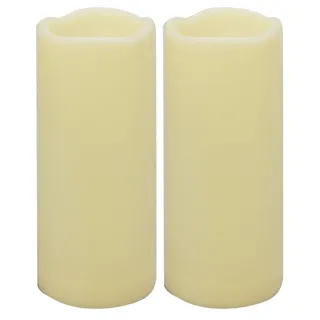 2 Stück 7,6cm x 17,7cm Wasserdichte flammenlose LED Timer Kerzen, 1000 Stunden lange Batterielebensdauer, flackernde batteriebetriebene elektrische LED große Säulenkarze im Freien für Outdoor Dekor