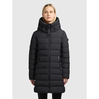 khujo Steppjacke "NEKAR" mit Kapuze mit Kapuze und Kordelzug, hochschließender Kragen, bequeme Passform, schwarz
