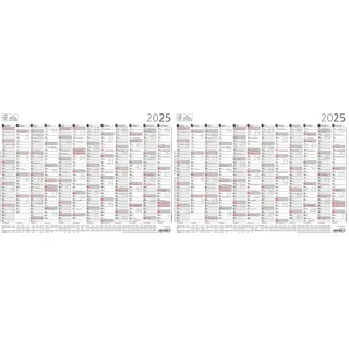 Zettler - Plakatkalender 2025, 29,7x21cm, Jahresplaner mit Jahresübersicht, 12 Monate auf 1 Seite, Mondphasen, Arbeitstage-, Tages- und Wochenzählung, Ferientermine und deutsches Kalendarium