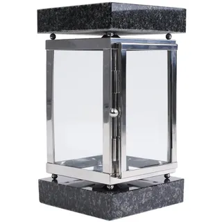 Grab-Lampe Granit Impala Edelstahl Grab-Schmuck Friedhof-Leuchte Laterne Deko