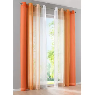 Gardinenbox 2er Pack Gardinen Vertikal Farbverlauf Druck Transparent »Modena« mit Ösen und Raffhalter, Vorhang, Dekoschal HxB 145x140 cm Orangetöne, 10000183